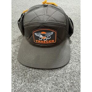 Traeger Hat Unisex Adjustable Black‎ Quilted Trapper Ear Flaps Buckle Strap
